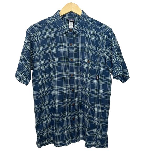 Patagonia Mens Shirt 100% Organic‎ Cotton Large Pucker Knit Button Front Pocket - Picture 1 of 7
